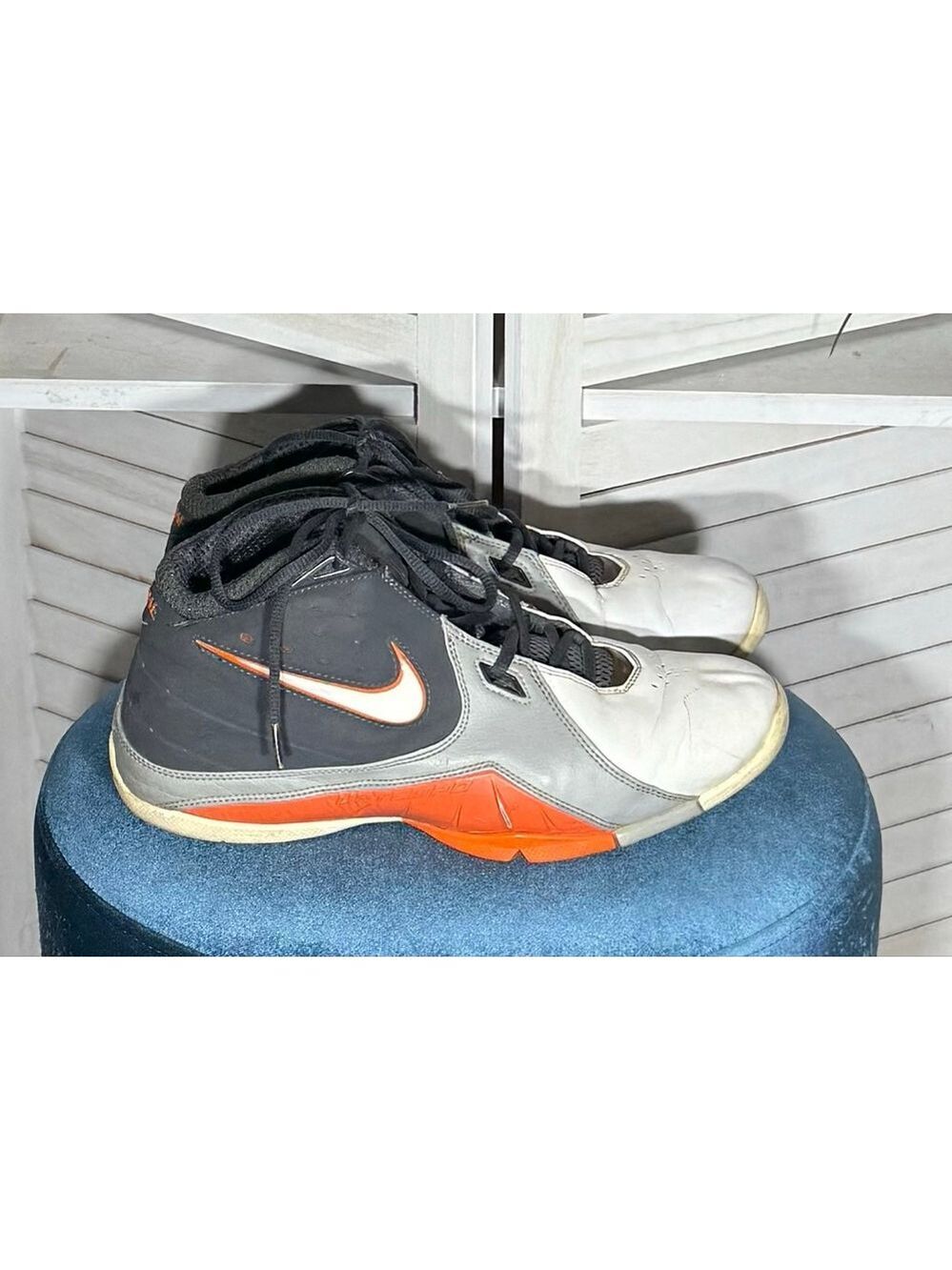 Nike zoom Steve Nash high top white gray orange basketball shoes men's sz 11